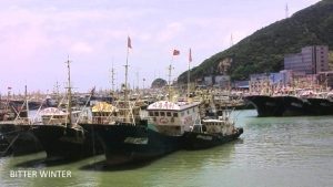 浙江漁船停靠在碼頭