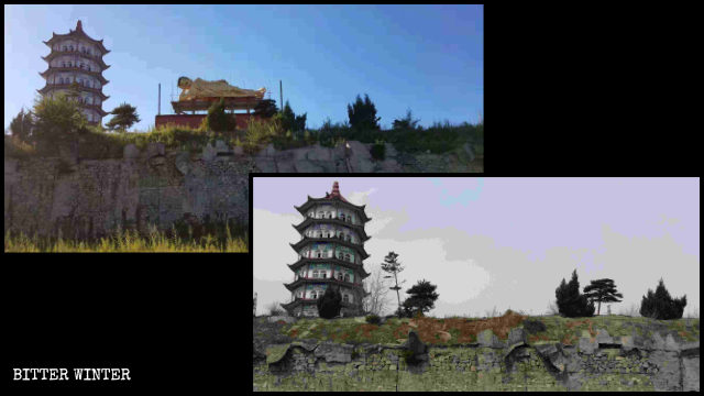 靈寶寺釋迦牟尼臥佛像被拆除前後 靈寶寺釋迦牟尼臥佛像被拆除前後