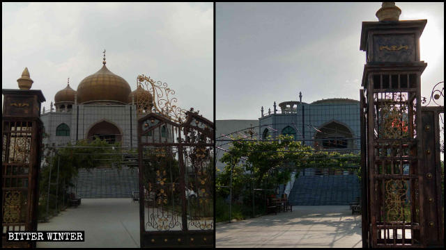 濮陽縣清真寺穹頂和星月標誌被拆前後