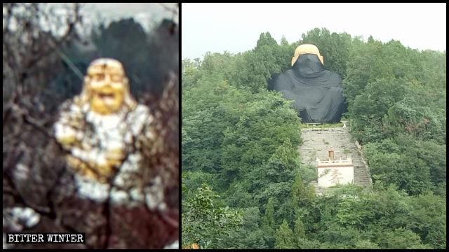 留仙谷大佛被遮蓋前後 留仙谷大佛被遮蓋前後