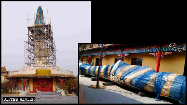 遼寧大連市甘井子區的臥佛寺內，一尊高約16米的觀音像被政府拆除。