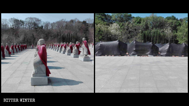 遼寧撫順市善緣寺500尊羅漢像被移除前後 遼寧撫順市善緣寺500尊羅漢像被移除前後