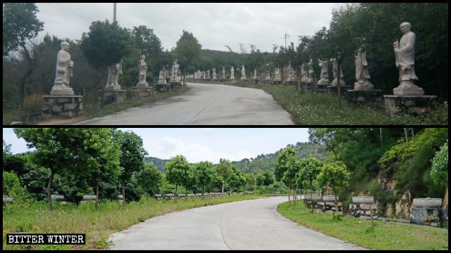 靈鷲寺羅漢像被拆除前後 靈鷲寺羅漢像被拆除前後