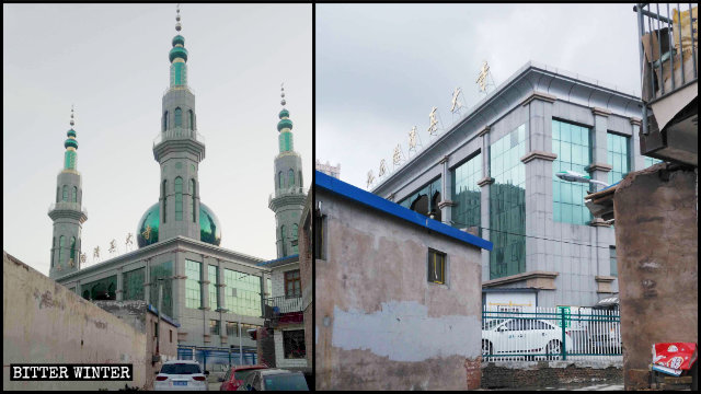 原州區九龍路清真寺伊斯蘭標誌被拆除前後