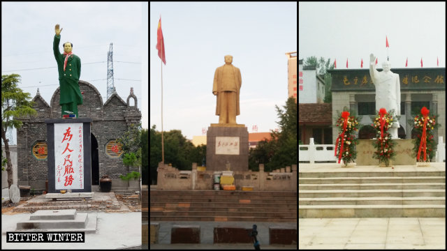 各地聳立著毛澤東的露天塑像