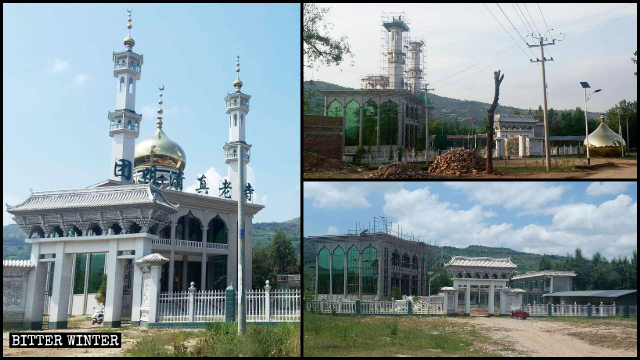 團咀清真老寺頂部的伊斯蘭建築被拆除