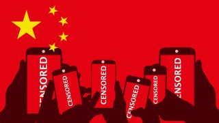 中國手機信息審查（合成圖）