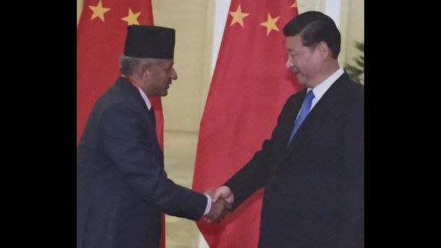 尼泊尔外交部长贾瓦利与习近平（Sharma prakash455 - CC BY-SA 4.0）