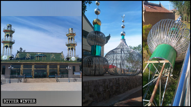 吳忠市同心縣多座清真寺圓頂和新月標誌被強拆（拍攝於2018年）