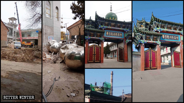 華亭市東大寺、東川寺的圓頂和星月標誌被拆除
