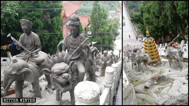 羅漢寺外的21尊羅漢像剛建成不久就被拆除