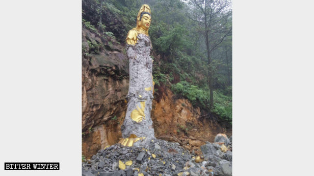 白象寺露天觀音像被拆毀 白象寺露天觀音像被拆毀