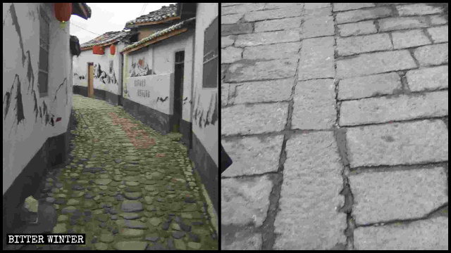 仁居村街道被改造成石子路和石板路