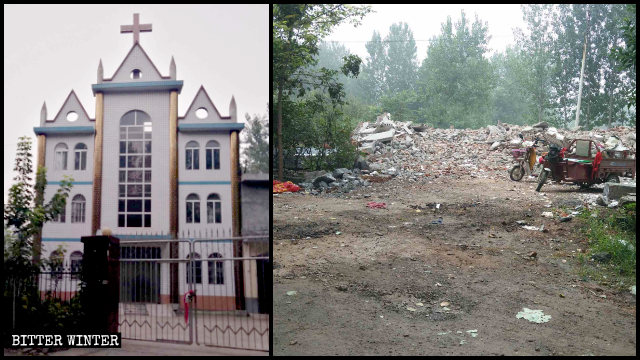 銀張村被強拆的三自教堂